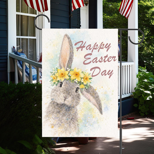 Happy Easter Bunny Garden Flag, Floral Rabbit Spring Yard Decor, Watercolor Easter Outdoor Banner, Floral Easter, Cottage Garden Easter Gift
