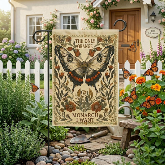 Monarch Butterfly Garden Flag Vintage Botanical Style, Cottagecore Outdoor Yard Decor, Nature Lover Gift Yard Decor, Floral Insect Art Flag