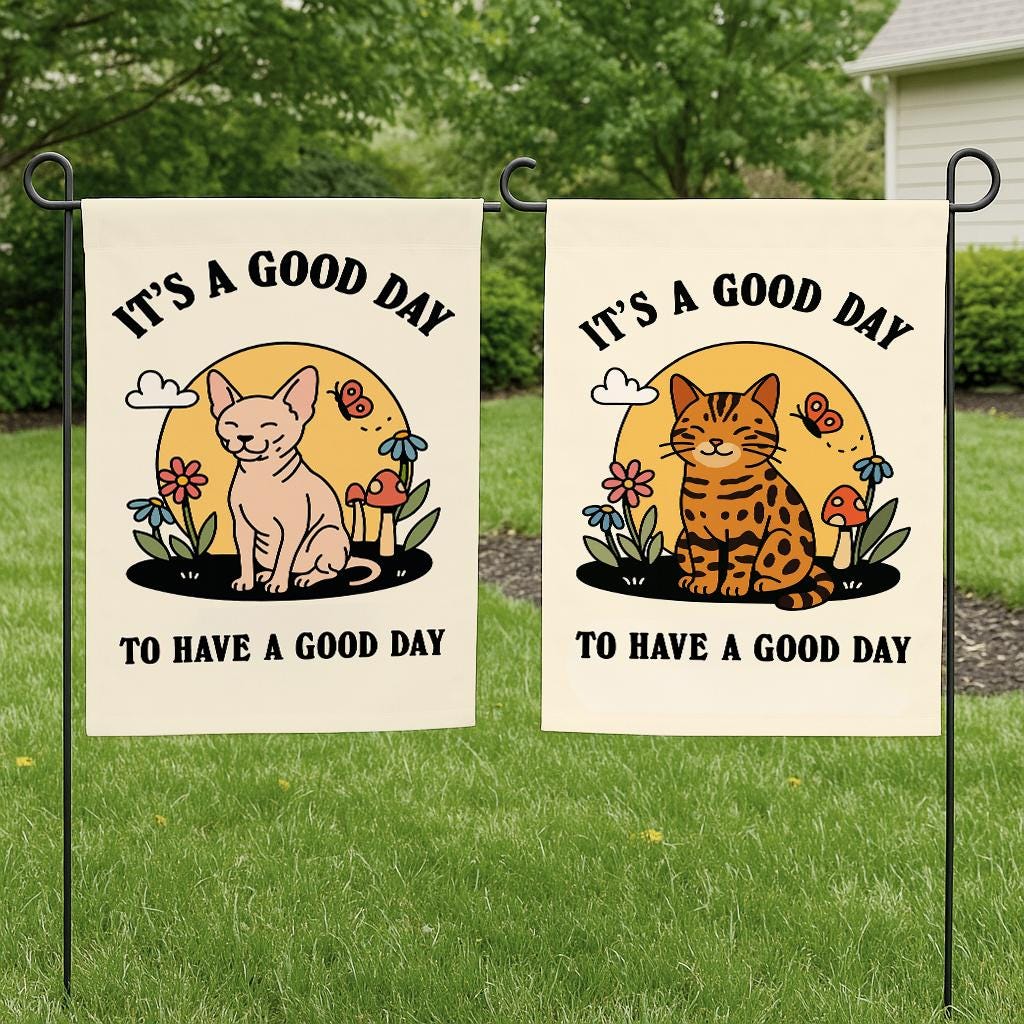 Personalizable Cat Garden Flag, Customizable Outdoor Yard Banner, Cute Kitty Home Decor, Pet Lover Gift, Personalized Cat Lover Decoration