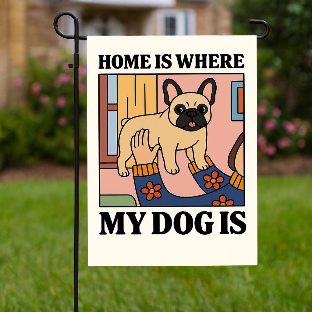 Personalizable Dog Garden Flag, Customizable Pet Breed Outdoor Yard Sign, Home is Where My Dog Is, Cute Gift for Dog Lovers Family Friends
