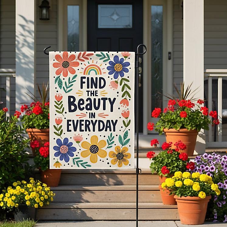 Personalized Garden Flag Floral Find the Beauty in Everyday - Customized Family Name Yard Flag Double Sided Outdoor Welcome Porch Decor