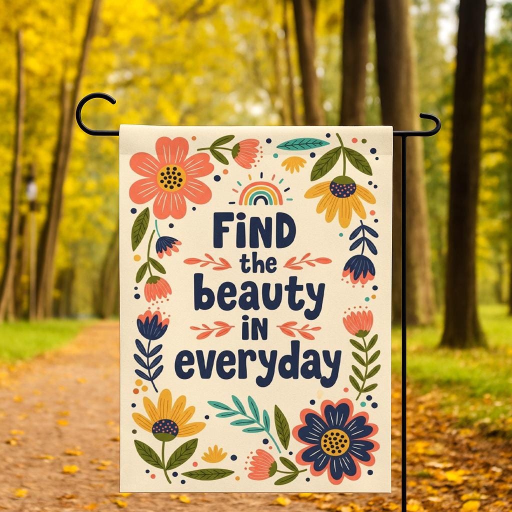 Personalized Garden Flag Floral Find the Beauty in Everyday - Customized Family Name Yard Flag Double Sided Outdoor Welcome Porch Decor