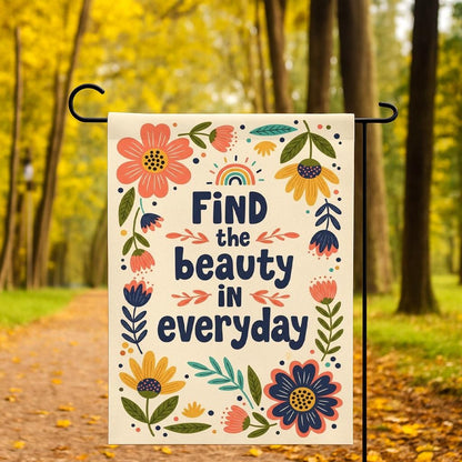 Personalized Garden Flag Floral Find the Beauty in Everyday - Customized Family Name Yard Flag Double Sided Outdoor Welcome Porch Decor
