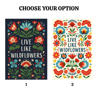 Wildflower Garden Flag, Live Like Wildflowers Outdoor Yard Banner, Boho Floral Decorative Flag, Inspirational Summer Spring Garden Gift