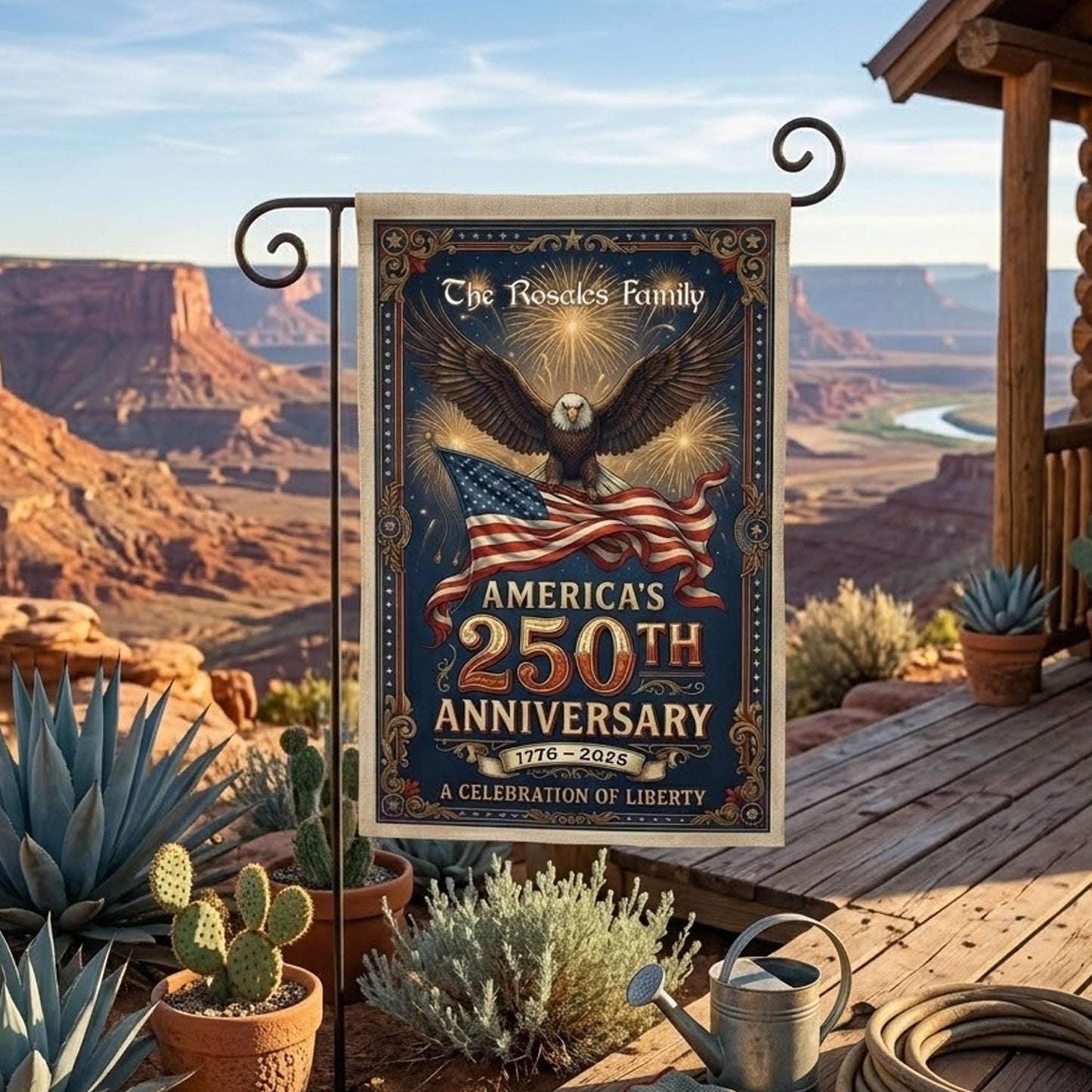 Personalized 250th Anniversary Garden Flag, Custom Family Name Patriotic Yard Flag, American Eagle Decor, Independence Day Outdoor Banner