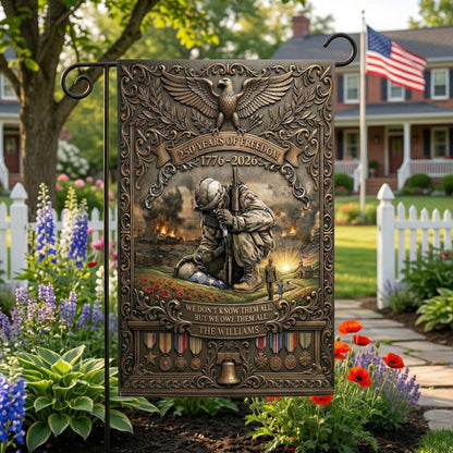 Veteran Memorial Garden Flag 250 Years of Freedom 1776–2026, Patriotic Military Tribute Yard Decor, Personalized Veteran Honor Flag