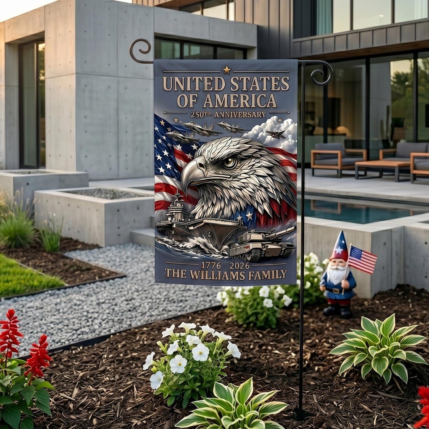 Patriotic Garden Flag, 250th Anniversary Decor, Personalized Family Yard Flag, Bald Eagle USA 1776 2026 Patriotic Porch Decor, GIFT 2026